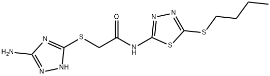 2-[(5-amino-1H-1,2,4-triazol-3-yl)sulfanyl]-N-(5-butylsulfanyl-1,3,4-thiadiazol-2-yl)acetamide Struktur