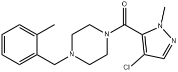 (4-chloro-2-methylpyrazol-3-yl)-[4-[(2-methylphenyl)methyl]piperazin-1-yl]methanone Struktur