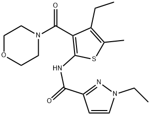 1-ethyl-N-[4-ethyl-5-methyl-3-(morpholine-4-carbonyl)thiophen-2-yl]pyrazole-3-carboxamide Struktur