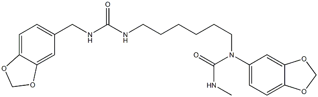 1-(1,3-benzodioxol-5-ylmethyl)-3-[6-(1,3-benzodioxol-5-ylmethylcarbamoylamino)hexyl]urea Struktur