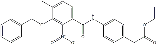 ethyl 2-[4-[(4-methyl-2-nitro-3-phenylmethoxybenzoyl)amino]phenyl]acetate Struktur