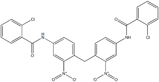 2-chloro-N-[4-[[4-[(2-chlorobenzoyl)amino]-2-nitrophenyl]methyl]-3-nitrophenyl]benzamide Struktur