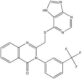 2-(7H-purin-6-ylsulfanylmethyl)-3-[3-(trifluoromethyl)phenyl]quinazolin-4-one Struktur