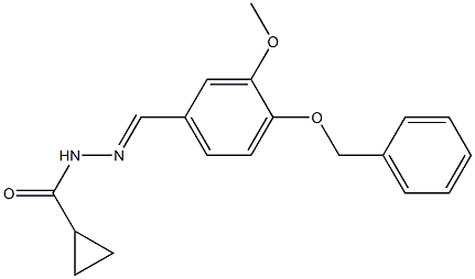 N-[(E)-(3-methoxy-4-phenylmethoxyphenyl)methylideneamino]cyclopropanecarboxamide Struktur