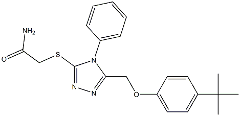 2-[[5-[(4-tert-butylphenoxy)methyl]-4-phenyl-1,2,4-triazol-3-yl]sulfanyl]acetamide Struktur