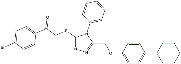 1-(4-bromophenyl)-2-[[5-[(4-cyclohexylphenoxy)methyl]-4-phenyl-1,2,4-triazol-3-yl]sulfanyl]ethanone Struktur