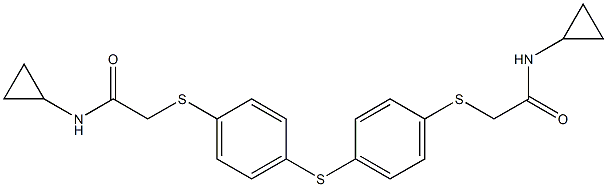 N-cyclopropyl-2-[4-[4-[2-(cyclopropylamino)-2-oxoethyl]sulfanylphenyl]sulfanylphenyl]sulfanylacetamide Struktur