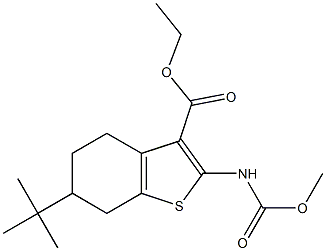 ethyl 6-tert-butyl-2-(methoxycarbonylamino)-4,5,6,7-tetrahydro-1-benzothiophene-3-carboxylate Struktur