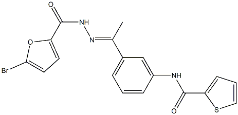 5-bromo-N-[(E)-1-[3-(thiophene-2-carbonylamino)phenyl]ethylideneamino]furan-2-carboxamide Struktur