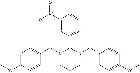 1,3-bis[(4-methoxyphenyl)methyl]-2-(3-nitrophenyl)-1,3-diazinane Struktur