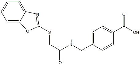 4-[[[2-(1,3-benzoxazol-2-ylsulfanyl)acetyl]amino]methyl]benzoic acid Struktur