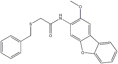 2-benzylsulfanyl-N-(2-methoxydibenzofuran-3-yl)acetamide Struktur