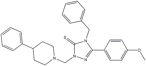 4-benzyl-5-(4-methoxyphenyl)-2-[(4-phenylpiperidin-1-yl)methyl]-1,2,4-triazole-3-thione Struktur