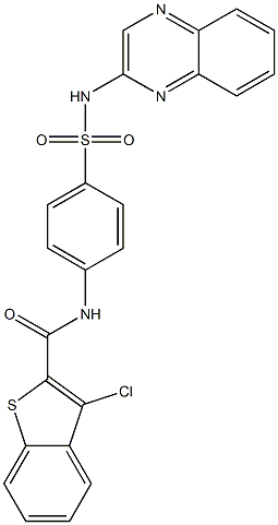 3-chloro-N-[4-(quinoxalin-2-ylsulfamoyl)phenyl]-1-benzothiophene-2-carboxamide Struktur