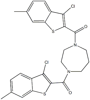 [4-(3-chloro-6-methyl-1-benzothiophene-2-carbonyl)-1,4-diazepan-1-yl]-(3-chloro-6-methyl-1-benzothiophen-2-yl)methanone Struktur