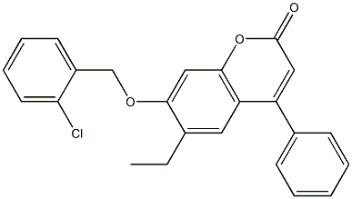 7-[(2-chlorophenyl)methoxy]-6-ethyl-4-phenylchromen-2-one Struktur