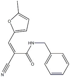 (Z)-N-benzyl-2-cyano-3-(5-methylfuran-2-yl)prop-2-enamide Struktur