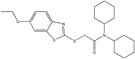 N,N-dicyclohexyl-2-[(6-ethoxy-1,3-benzothiazol-2-yl)sulfanyl]acetamide Struktur