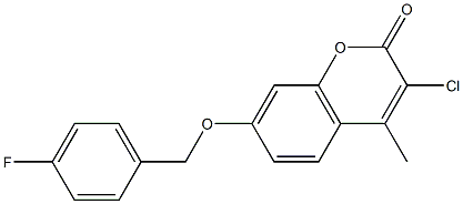 3-chloro-7-[(4-fluorophenyl)methoxy]-4-methylchromen-2-one Struktur