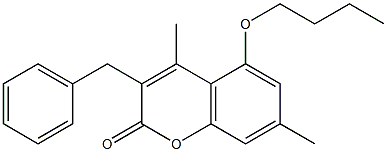 3-benzyl-5-butoxy-4,7-dimethylchromen-2-one Struktur