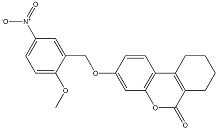 3-[(2-methoxy-5-nitrophenyl)methoxy]-7,8,9,10-tetrahydrobenzo[c]chromen-6-one Struktur