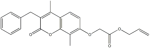 prop-2-enyl 2-(3-benzyl-4,8-dimethyl-2-oxochromen-7-yl)oxyacetate Struktur