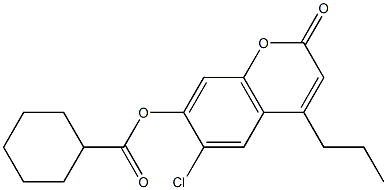 (6-chloro-2-oxo-4-propylchromen-7-yl) cyclohexanecarboxylate Struktur