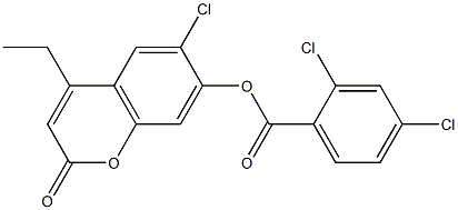 (6-chloro-4-ethyl-2-oxochromen-7-yl) 2,4-dichlorobenzoate Struktur