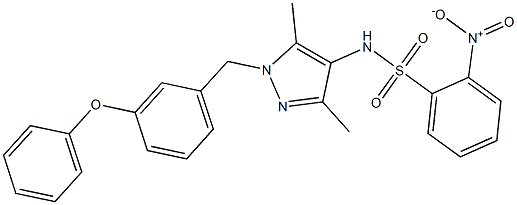 N-[3,5-dimethyl-1-[(3-phenoxyphenyl)methyl]pyrazol-4-yl]-2-nitrobenzenesulfonamide Struktur