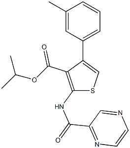 propan-2-yl 4-(3-methylphenyl)-2-(pyrazine-2-carbonylamino)thiophene-3-carboxylate Struktur