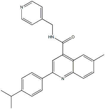 6-methyl-2-(4-propan-2-ylphenyl)-N-(pyridin-4-ylmethyl)quinoline-4-carboxamide Struktur