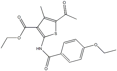 ethyl 5-acetyl-2-[(4-ethoxybenzoyl)amino]-4-methylthiophene-3-carboxylate Struktur