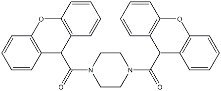 [4-(9H-xanthene-9-carbonyl)piperazin-1-yl]-(9H-xanthen-9-yl)methanone Struktur