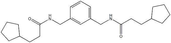 3-cyclopentyl-N-[[3-[(3-cyclopentylpropanoylamino)methyl]phenyl]methyl]propanamide Struktur