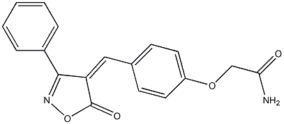 2-[4-[(Z)-(5-oxo-3-phenyl-1,2-oxazol-4-ylidene)methyl]phenoxy]acetamide Struktur