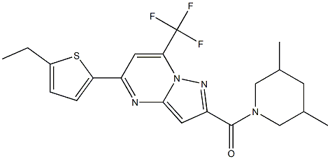 (3,5-dimethylpiperidin-1-yl)-[5-(5-ethylthiophen-2-yl)-7-(trifluoromethyl)pyrazolo[1,5-a]pyrimidin-2-yl]methanone Struktur