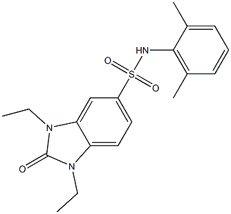 N-(2,6-dimethylphenyl)-1,3-diethyl-2-oxobenzimidazole-5-sulfonamide Struktur