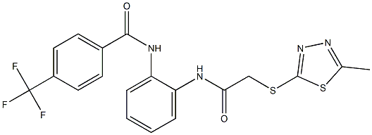 N-[2-[[2-[(5-methyl-1,3,4-thiadiazol-2-yl)sulfanyl]acetyl]amino]phenyl]-4-(trifluoromethyl)benzamide Struktur