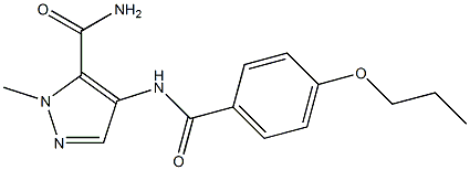 2-methyl-4-[(4-propoxybenzoyl)amino]pyrazole-3-carboxamide Struktur