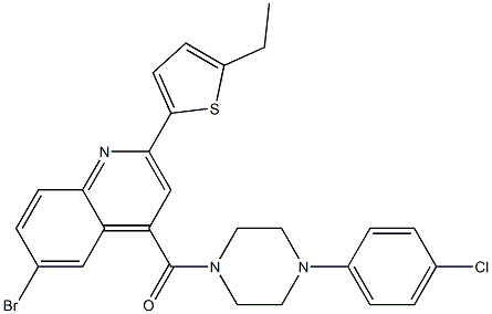 [6-bromo-2-(5-ethylthiophen-2-yl)quinolin-4-yl]-[4-(4-chlorophenyl)piperazin-1-yl]methanone Struktur