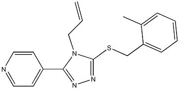 4-[5-[(2-methylphenyl)methylsulfanyl]-4-prop-2-enyl-1,2,4-triazol-3-yl]pyridine Struktur