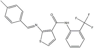 2-[(E)-(4-methylphenyl)methylideneamino]-N-[2-(trifluoromethyl)phenyl]thiophene-3-carboxamide Struktur