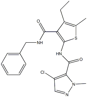 N-[3-(benzylcarbamoyl)-4-ethyl-5-methylthiophen-2-yl]-4-chloro-2-methylpyrazole-3-carboxamide Structure