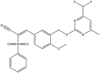 (Z)-2-(benzenesulfonyl)-3-[3-[[4-(difluoromethyl)-6-methylpyrimidin-2-yl]sulfanylmethyl]-4-methoxyphenyl]prop-2-enenitrile