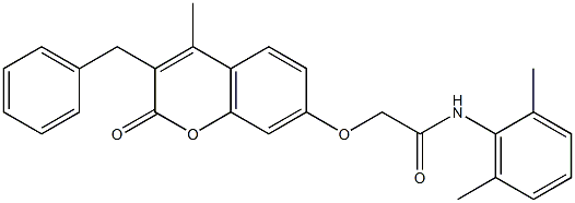 2-(3-benzyl-4-methyl-2-oxochromen-7-yl)oxy-N-(2,6-dimethylphenyl)acetamide Struktur