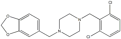 1-(1,3-benzodioxol-5-ylmethyl)-4-[(2,6-dichlorophenyl)methyl]piperazine Struktur