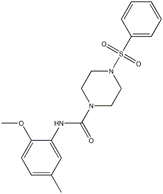 4-(benzenesulfonyl)-N-(2-methoxy-5-methylphenyl)piperazine-1-carboxamide Struktur