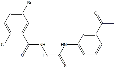 1-(3-acetylphenyl)-3-[(5-bromo-2-chlorobenzoyl)amino]thiourea Struktur