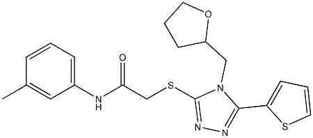 N-(3-methylphenyl)-2-[[4-(oxolan-2-ylmethyl)-5-thiophen-2-yl-1,2,4-triazol-3-yl]sulfanyl]acetamide Struktur