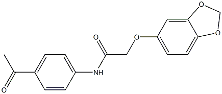 N-(4-acetylphenyl)-2-(1,3-benzodioxol-5-yloxy)acetamide Struktur